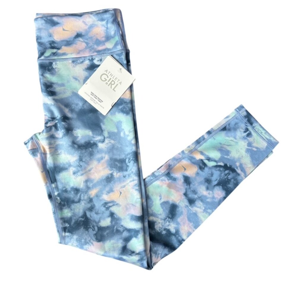 ATHLETA Girl High Rise Chit Chat Tight Leggings Tie Dye Blue 16 XXL NEW NWT